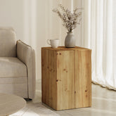 Solid Wood End Table, 23.6" Square Side Table for Living Room 3