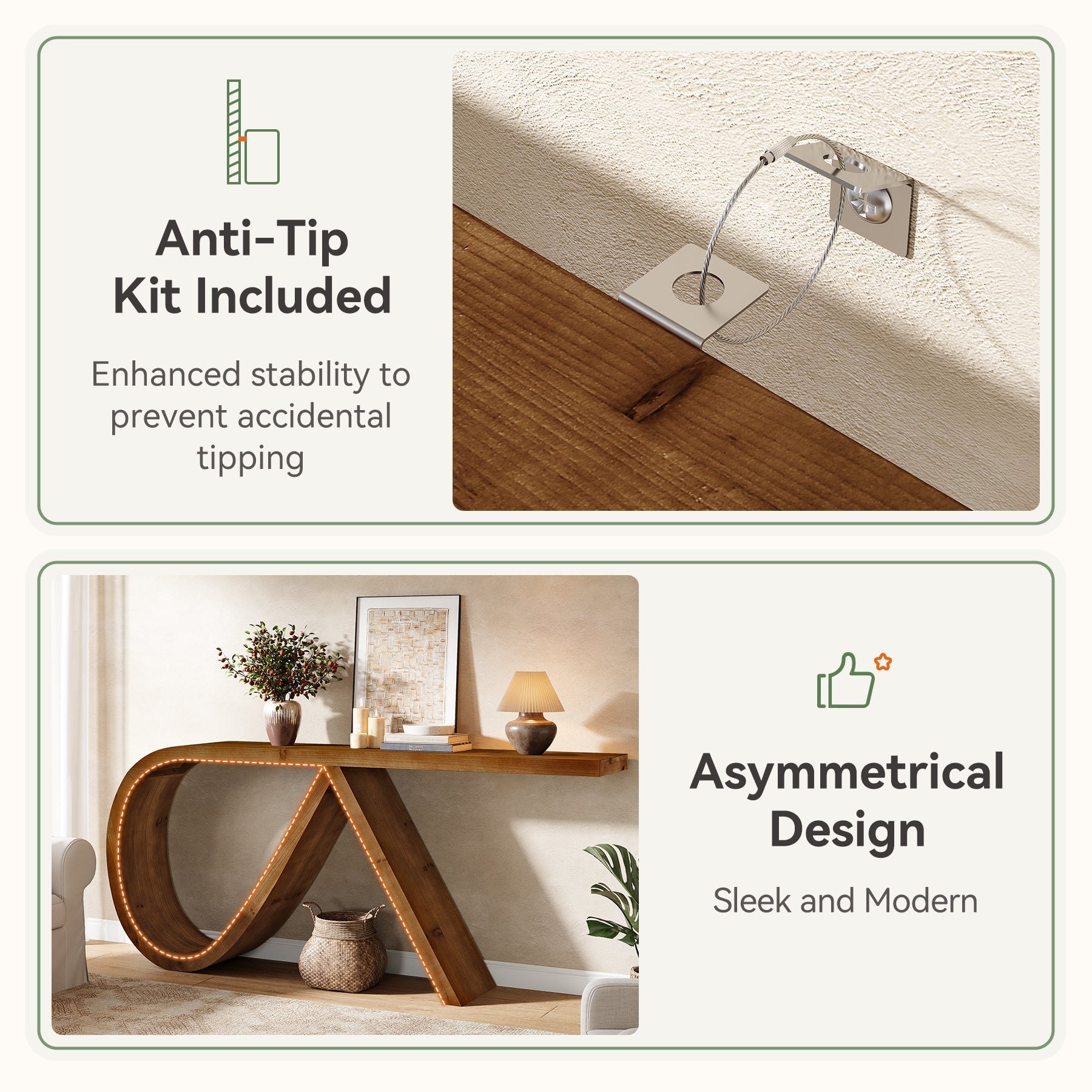 Solid Wood Console Table, 57" Entryway Sofa Table Behind Couch