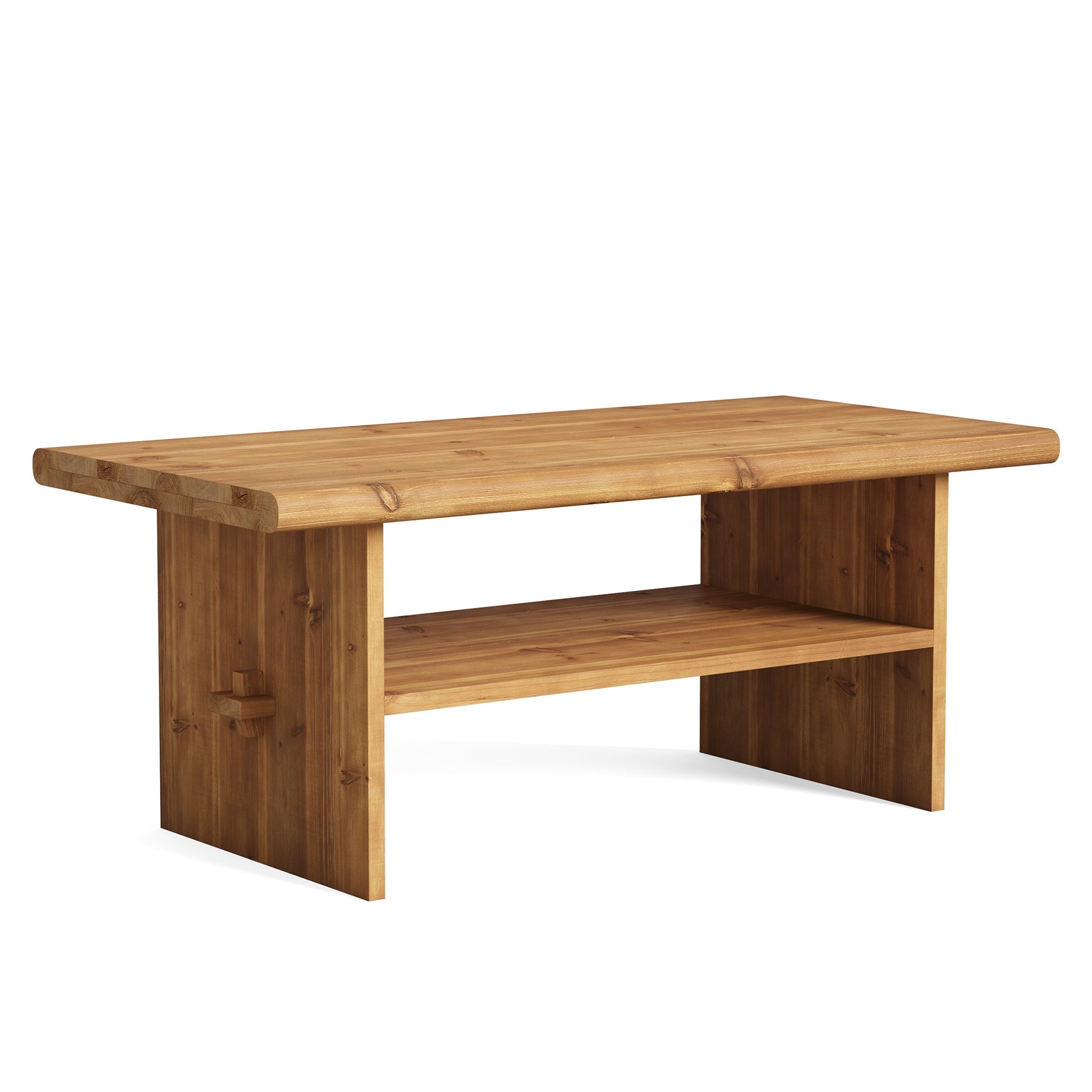 47" Wood Coffee Table, 2-Tier Rectangular Center Table Accent Table