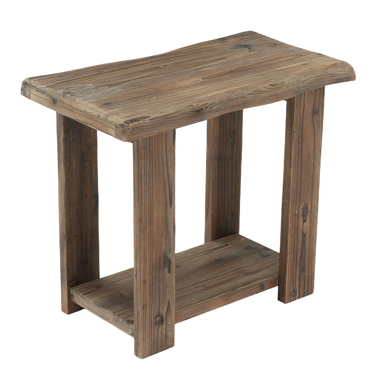 2-Tier Solid Wood End Table, Rectangle Side Table Nightstands for Living Room, Bedroom