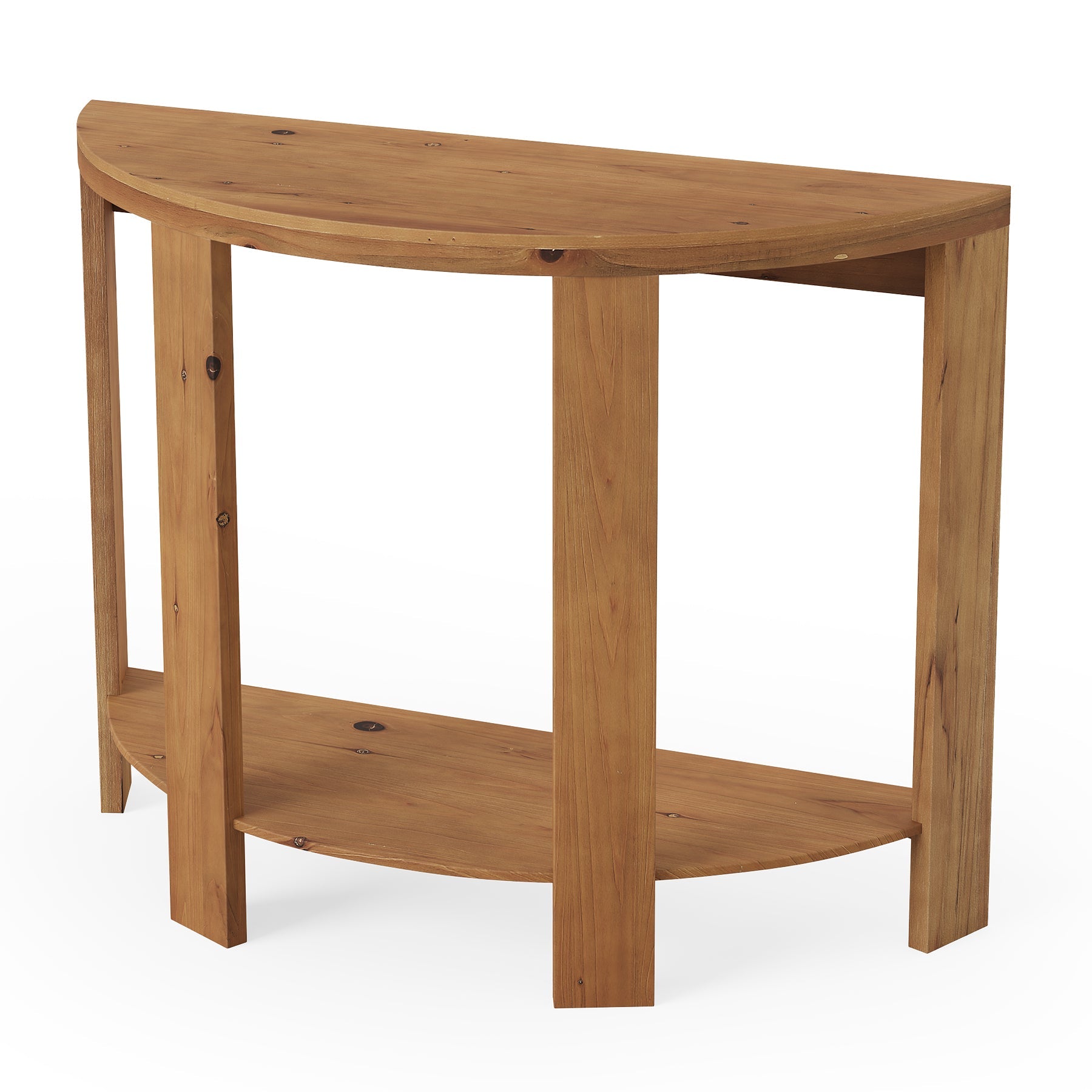 Solid Wood Console Table, Half-Moon 41.3" Hallway Table with 2-Tier Storage