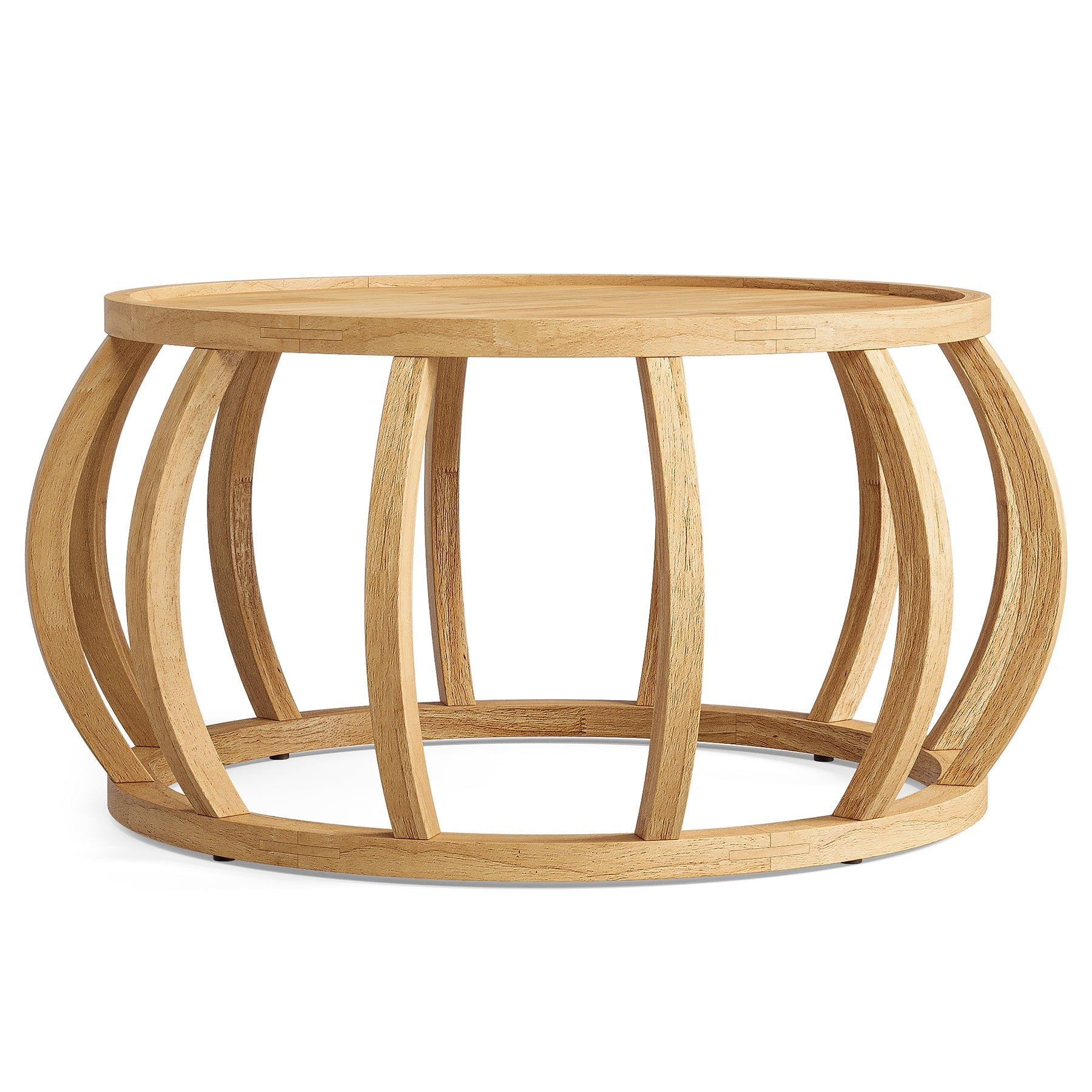 31.5" Coffee Table, Solid Wood Center Table with Curved Frame Base