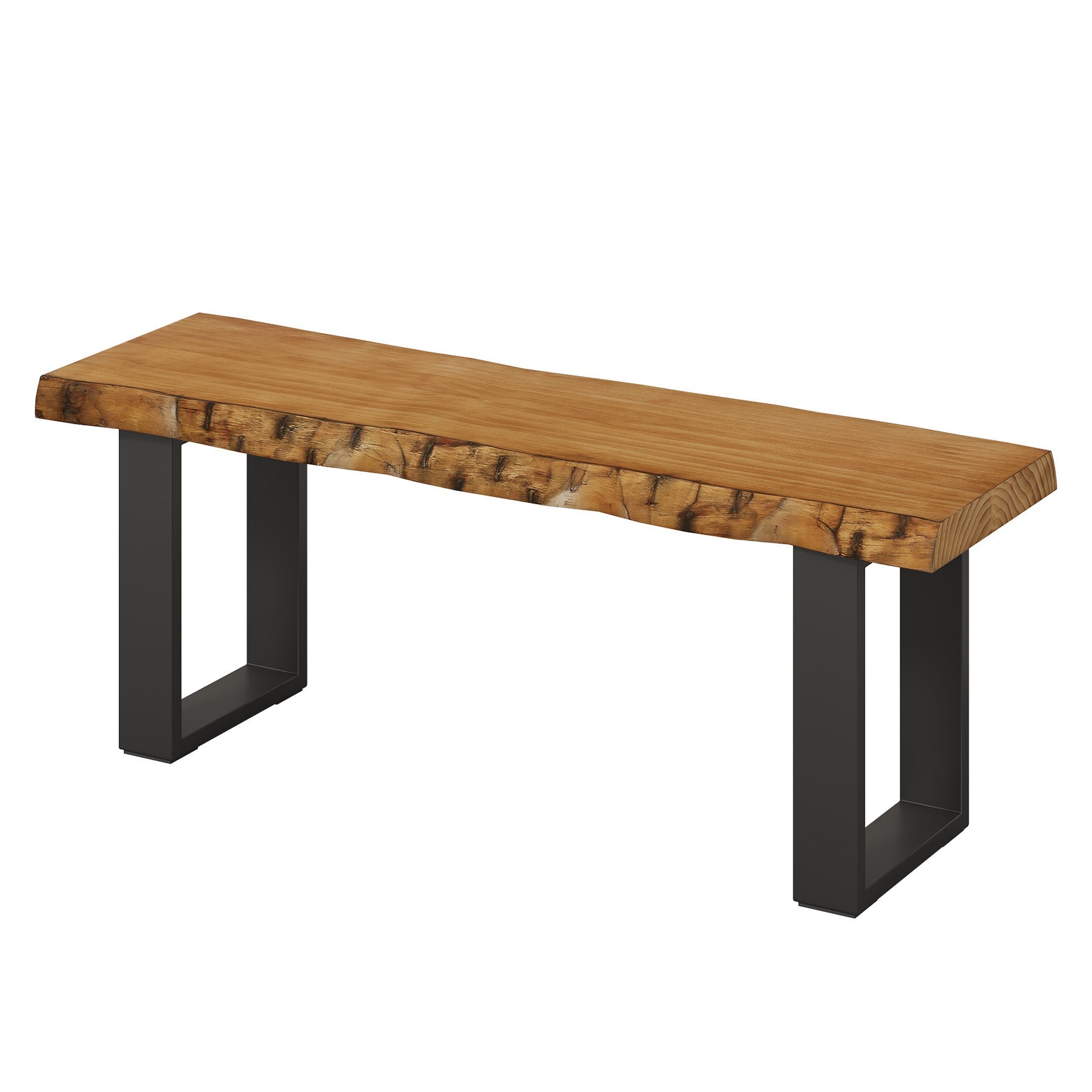 47" Industrial Entryway Bench, Solid Wood Shoe Bench End of Bed Bench