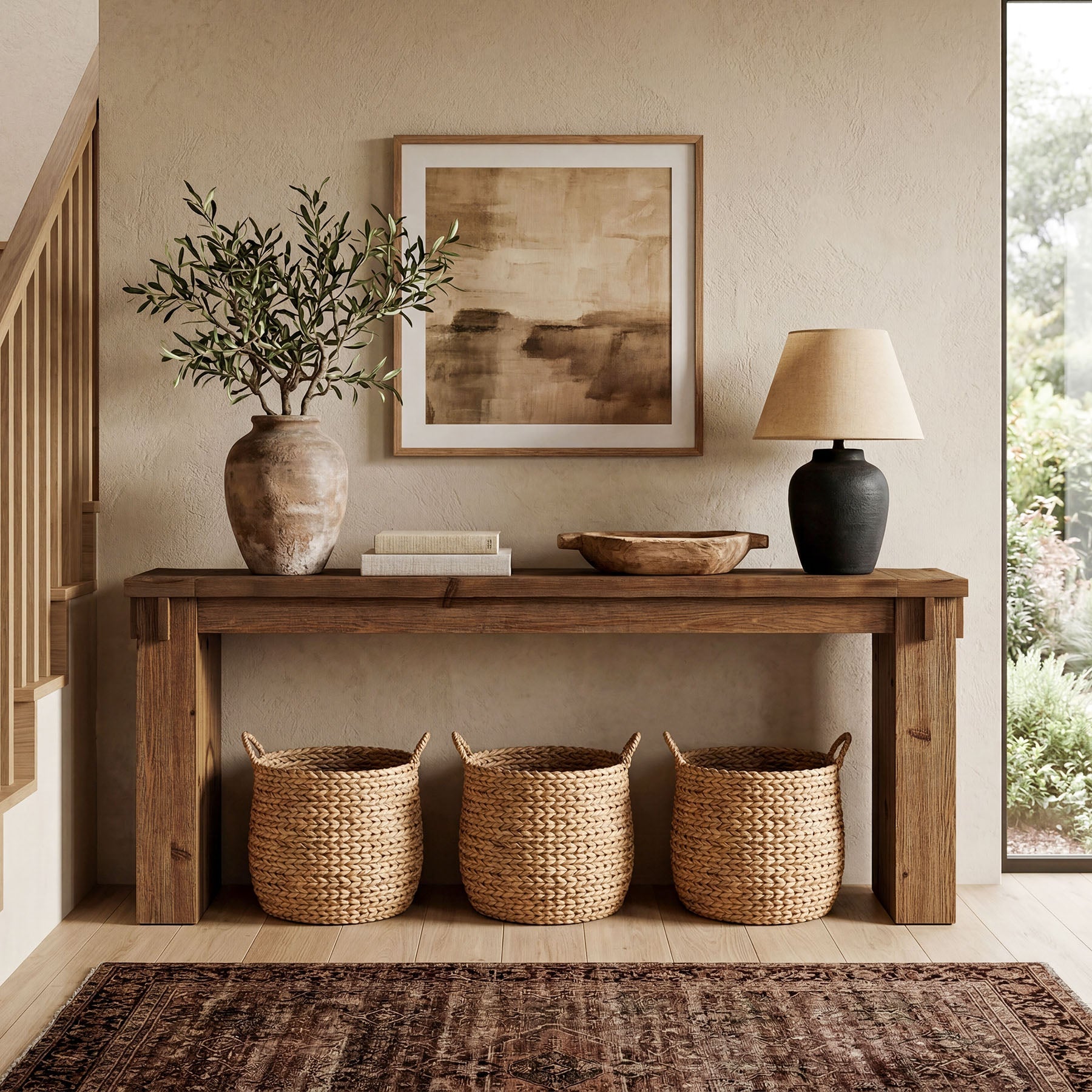 78.7" Extra Long Console Table, Farmhouse Solid Wood Sofa Table for Entryway
