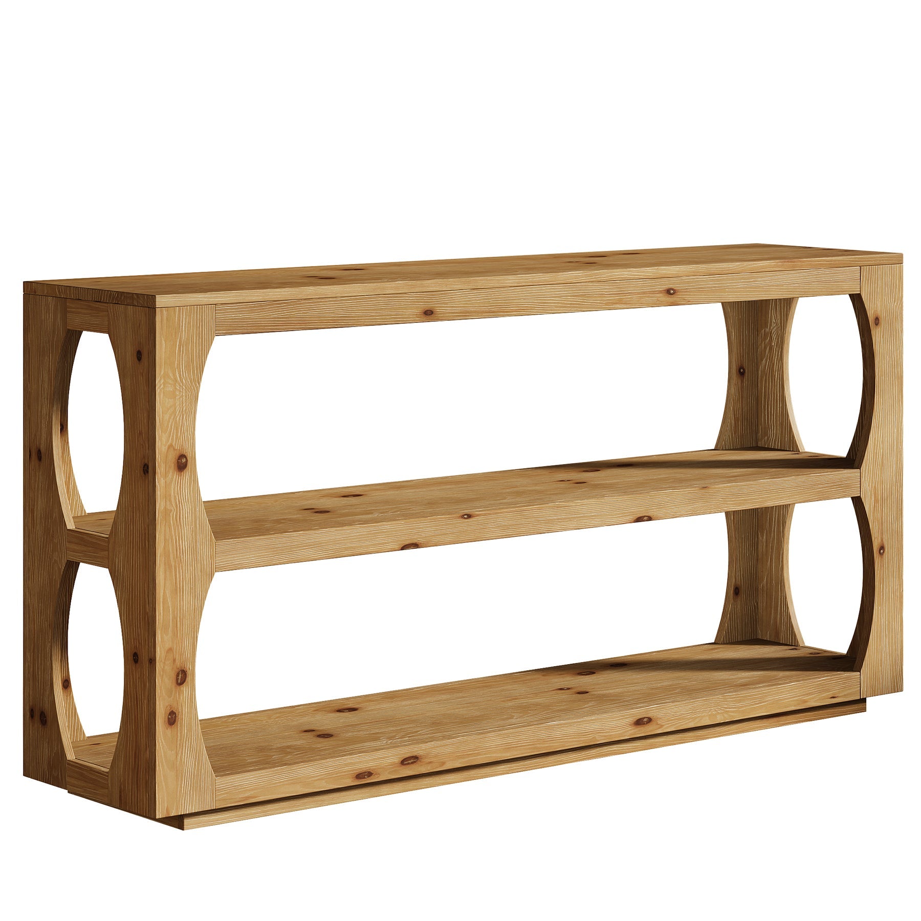 63" Solid Wood Console Table, Farmhouse Narrow Entryway Sofa Table with 3-Tier Storage