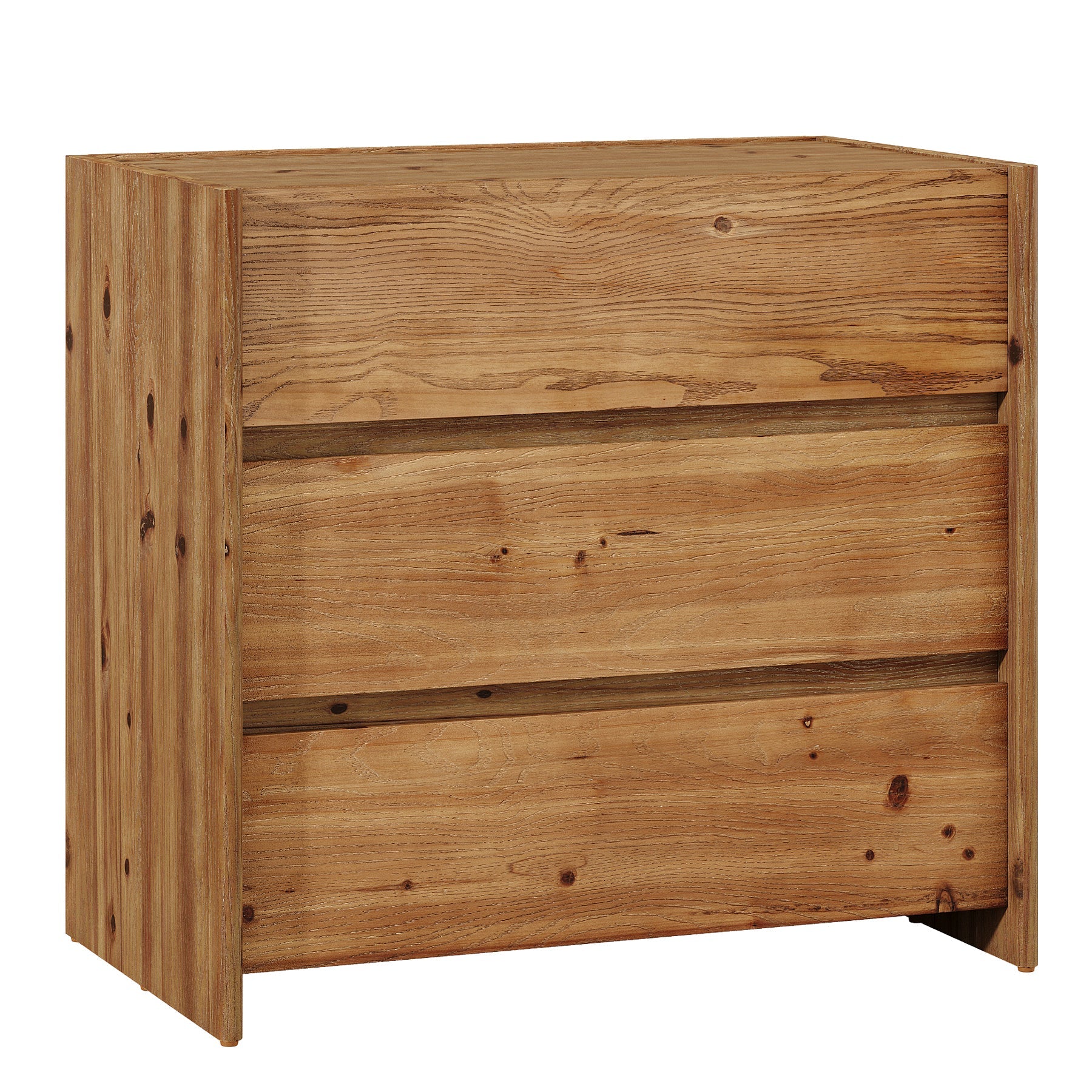 Oversized Solid Wood Nightstand, 31.5" Wide Bedside Table with 3 Drawers