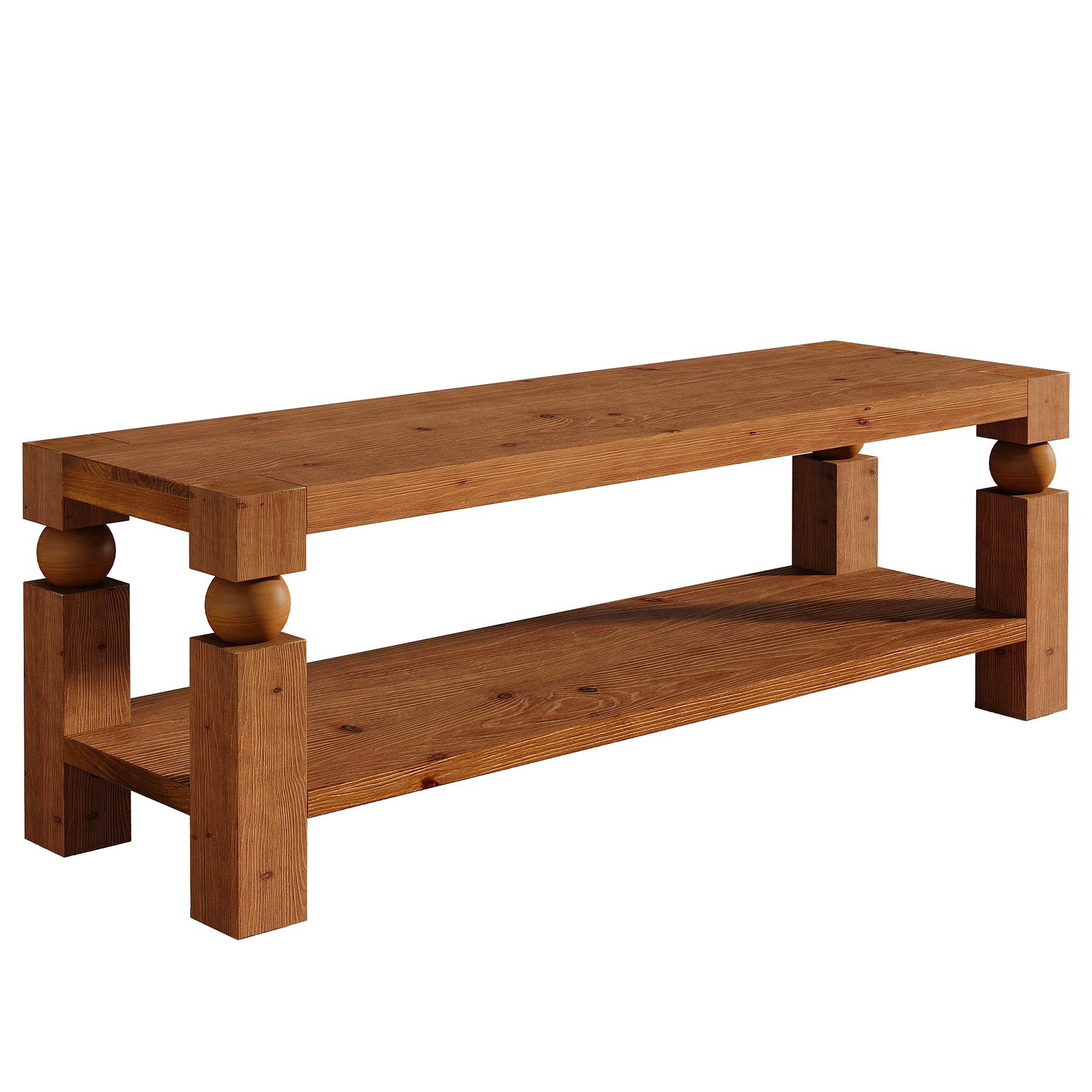 Solid Wood Entryway Bench, 47" Shoe Storage Bench with Shelf for Hallway