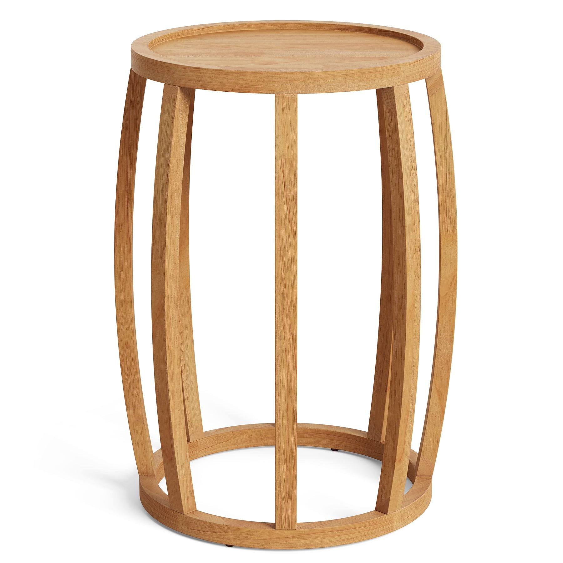 Solid Wood Round End Table, Small Farmhouse Side Table for Living Room