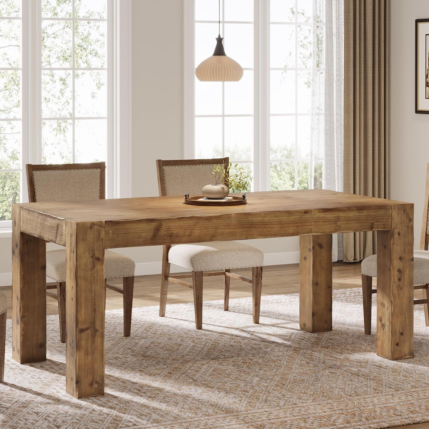 63" Dining Table, Solid Wood Dinner Kitchen Table For 4 To 6 Tribesigns