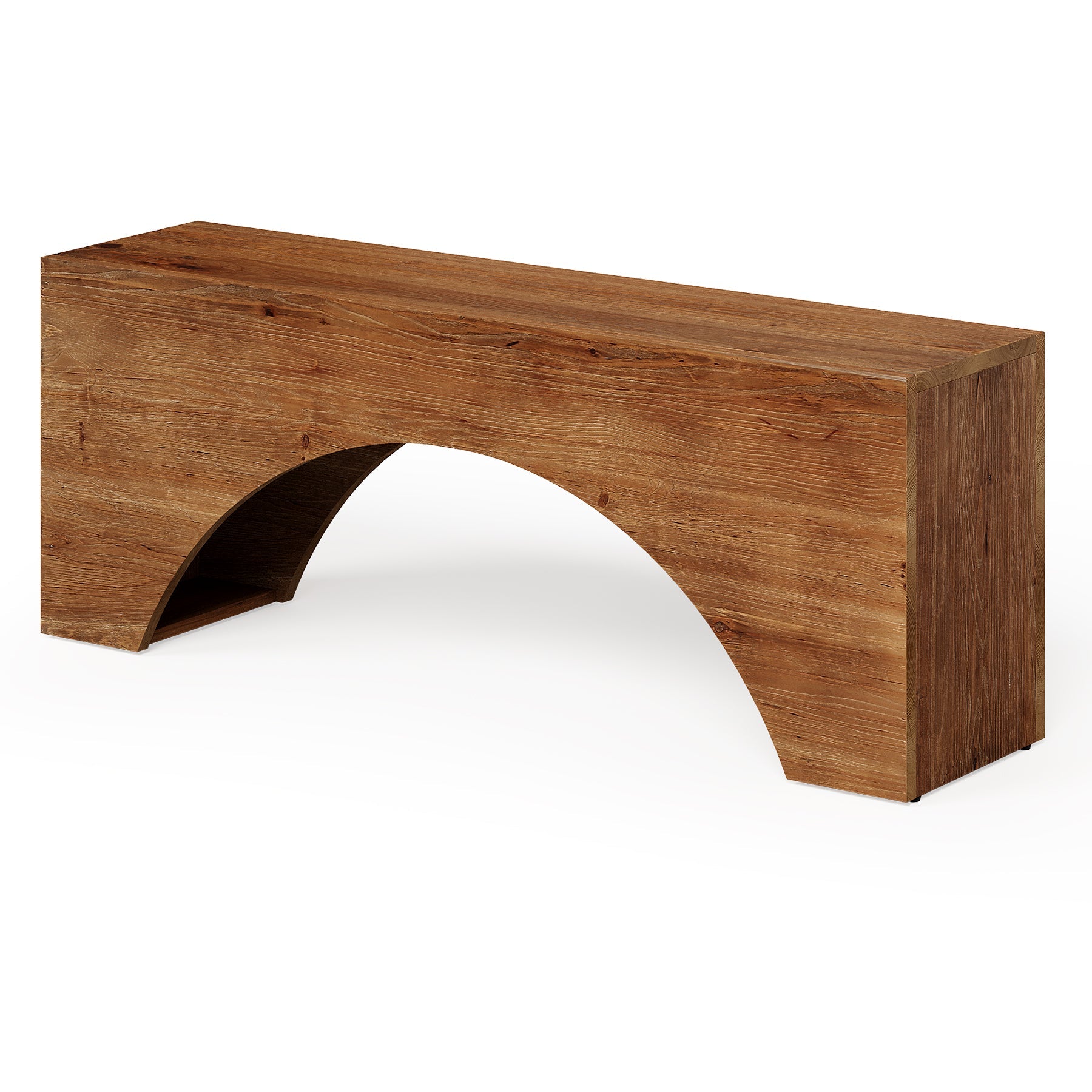 47" Solid Wood Bench, Farmhouse Entryway Shoe Bench with Arch Design