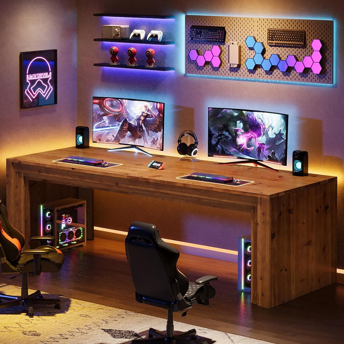78.7" Executive Desk, Solid Wood Writing Desk for Home Office