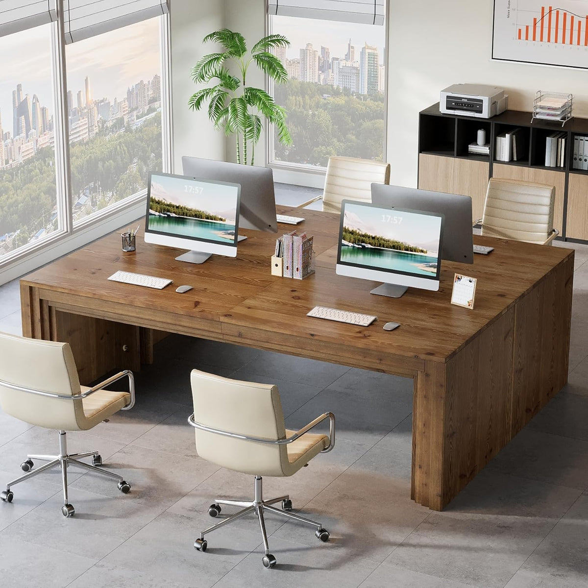 78.7" Executive Desk, Solid Wood Writing Desk for Home Office