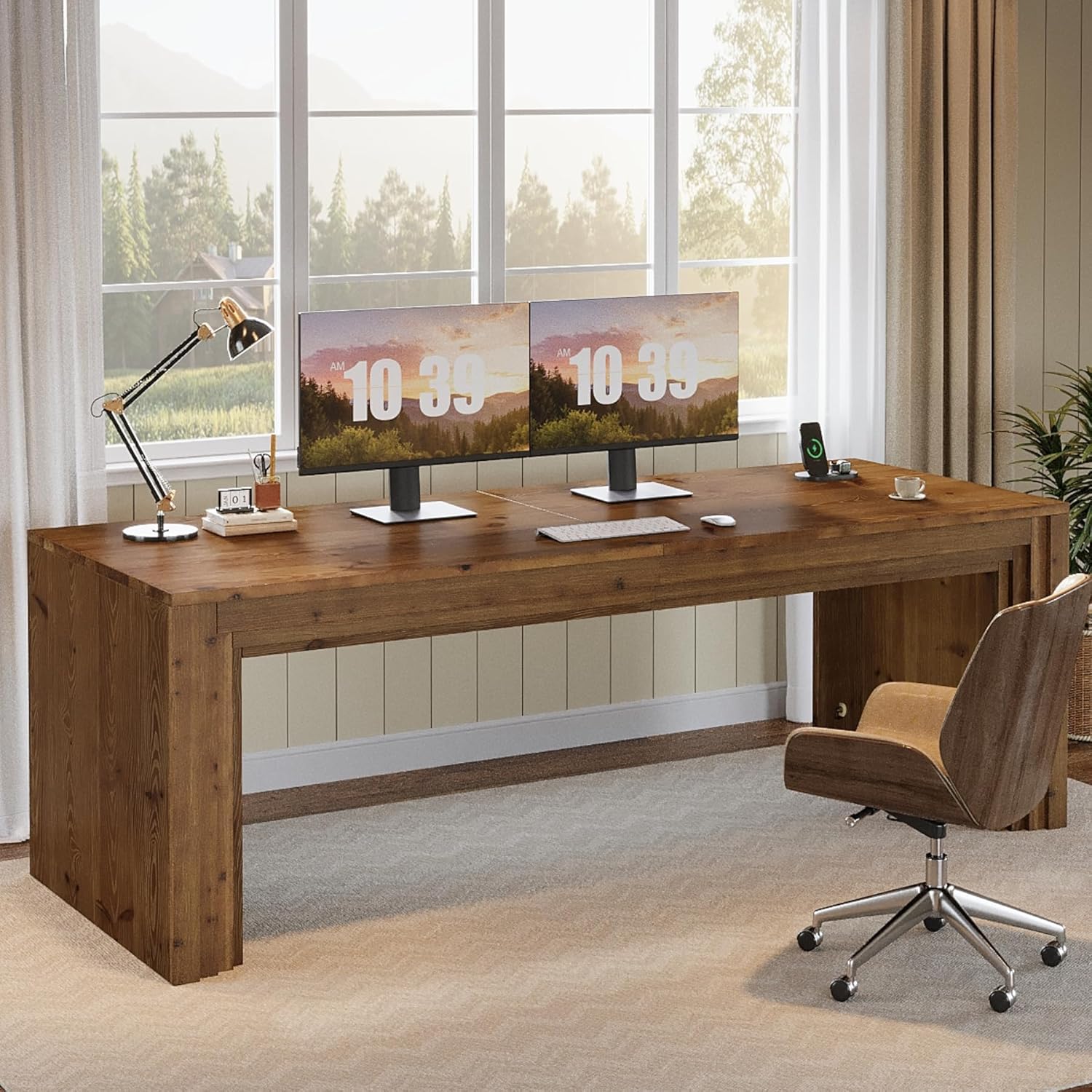 78.7" Executive Desk, Solid Wood Writing Desk for Home Office