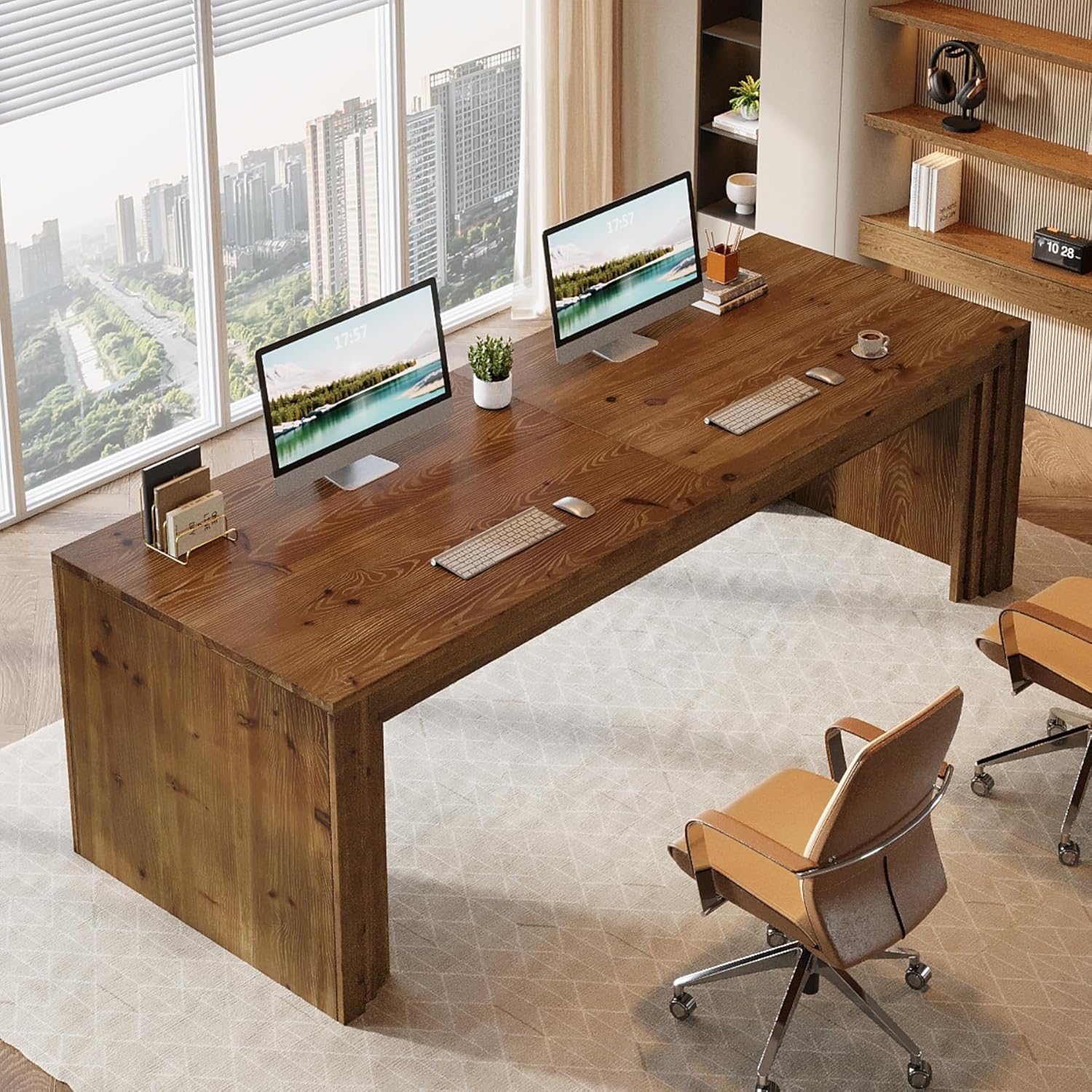 78.7" Executive Desk, Solid Wood Writing Desk for Home Office