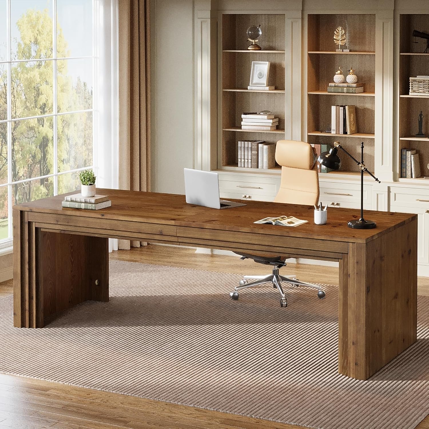 78.7" Executive Desk, Solid Wood Writing Desk for Home Office