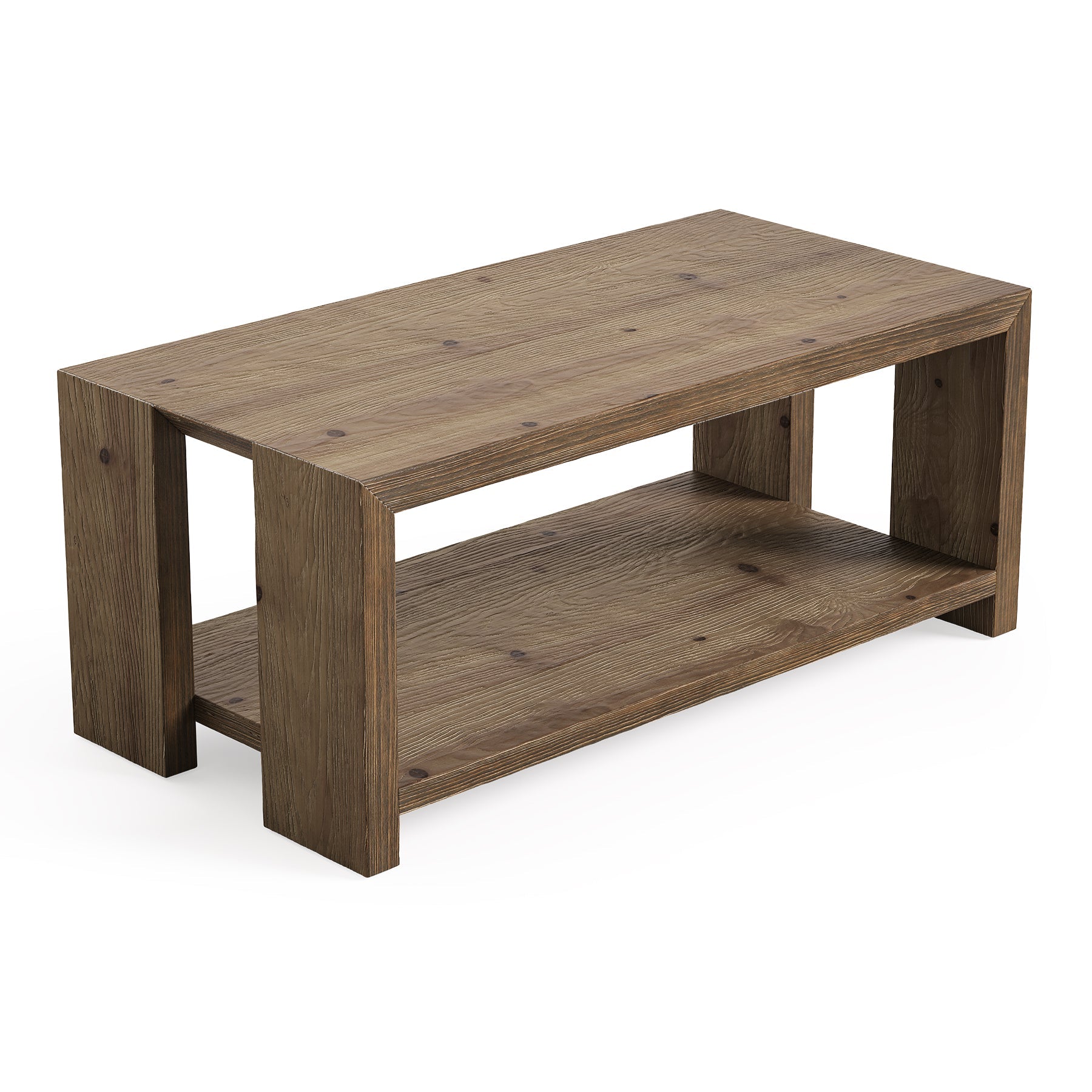 Solid Wood Coffee Table, 47.24" Accent Center Tea Table with Storage
