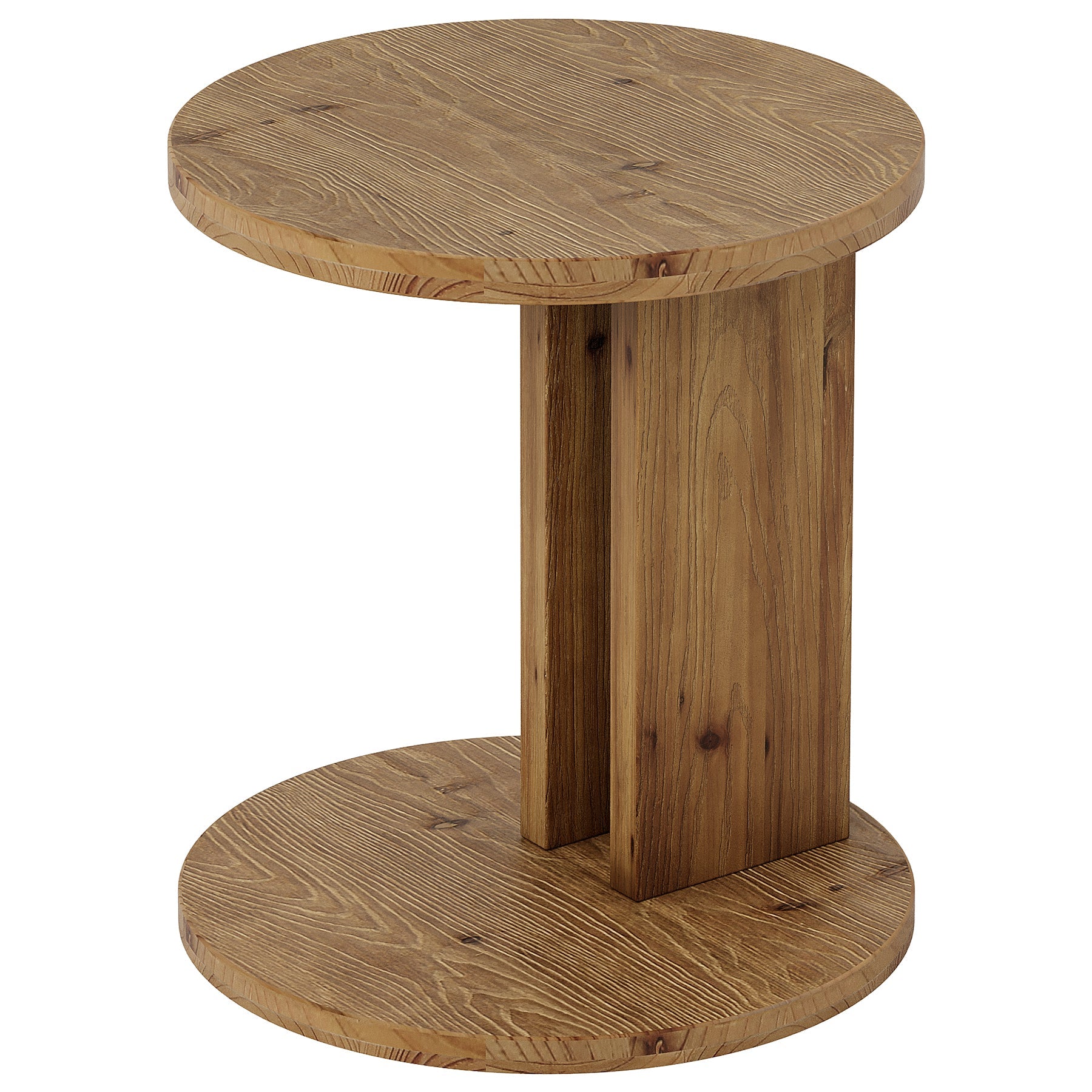 Solid Wood End Table, C-Shaped Round Side Table for for Living Room