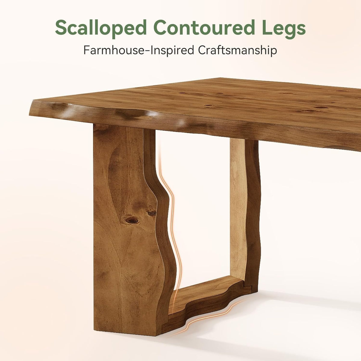 63" Solid Wood Live Edge Executive Desk, Rustic Farmhouse Computer Desk for Home Office or Studio Workspace