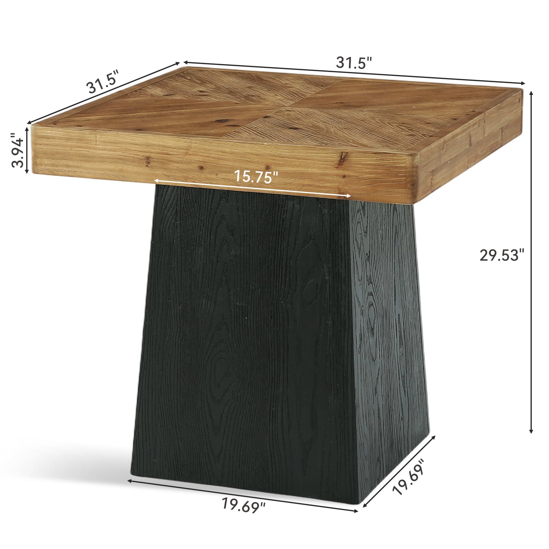 31" Solid Wood Square Dining Table for 2–4, Farmhouse Kitchen Table with Parquet Top & Tapered Base