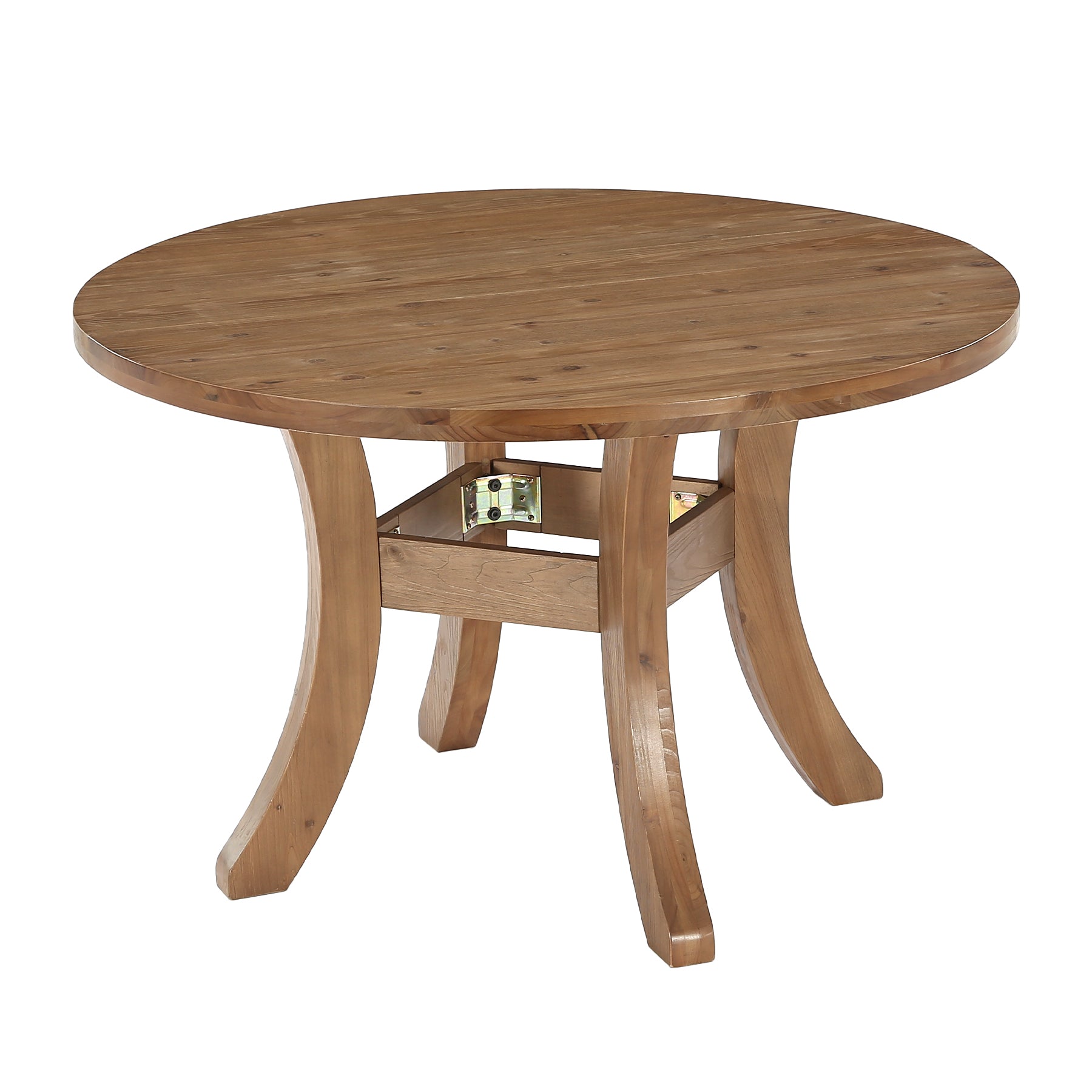 Solid Wood Round Dining Table, 47" Kitchen Table with Unique Curved Legs