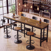 79" Solid Wood Bar Table, Rectangular High Top Table with Metal Footrest for Home Kitchen 3
