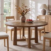 47" Round Farmhouse Dining Table for 6, Solid Wood Kitchen Table, Dining Room Living Room 3