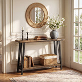41.3" Live-Edge Solid Wood Console Table, 2-Tier Entryway Table with Metal Frame 3