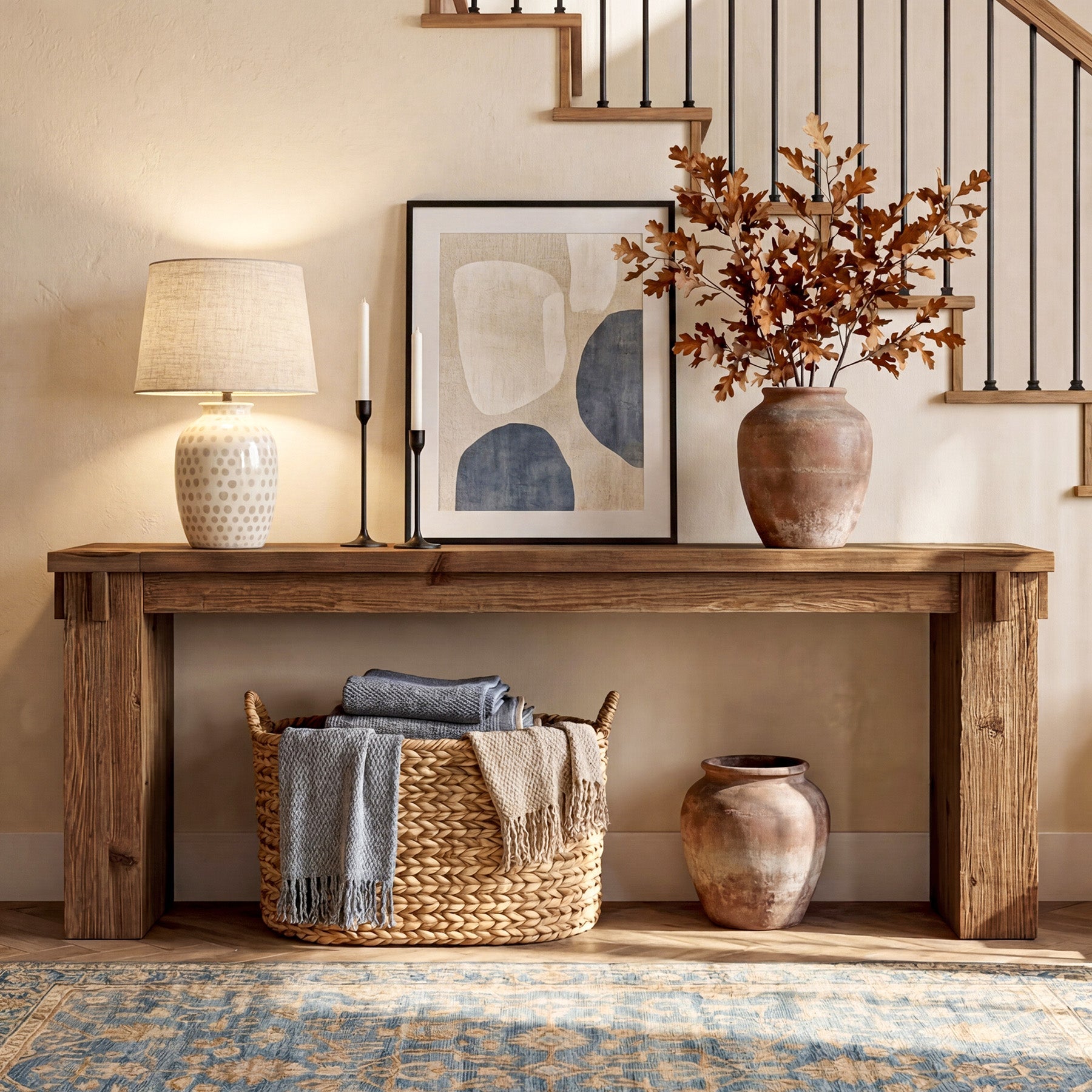 78.7" Extra Long Console Table, Farmhouse Solid Wood Sofa Table for Entryway