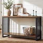 55" Solid Wood Console Table, 2-Tier Entryway Sofa Table with Metal Frame for Hallway & Living Room 3