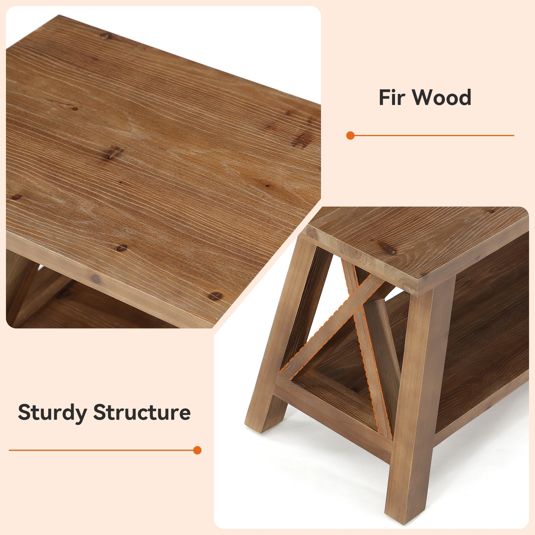 55" Solid Wood Entryway Bench, Farmhouse Shoe Seating with Storage