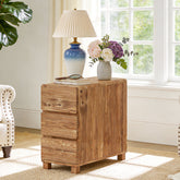Tribesigns 3-Drawer Side Table, Solid Wood End Table for Living Room 3