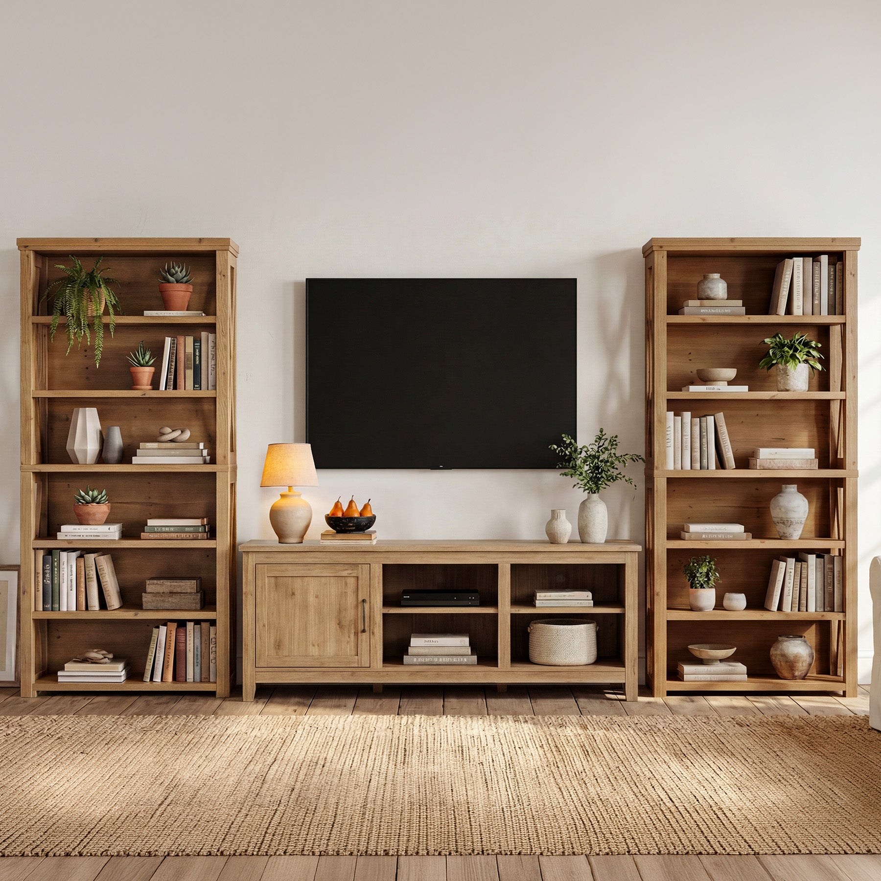 72" Tall Bookshelf, 6-Tier Solid Wood Bookcase with Open Shelves