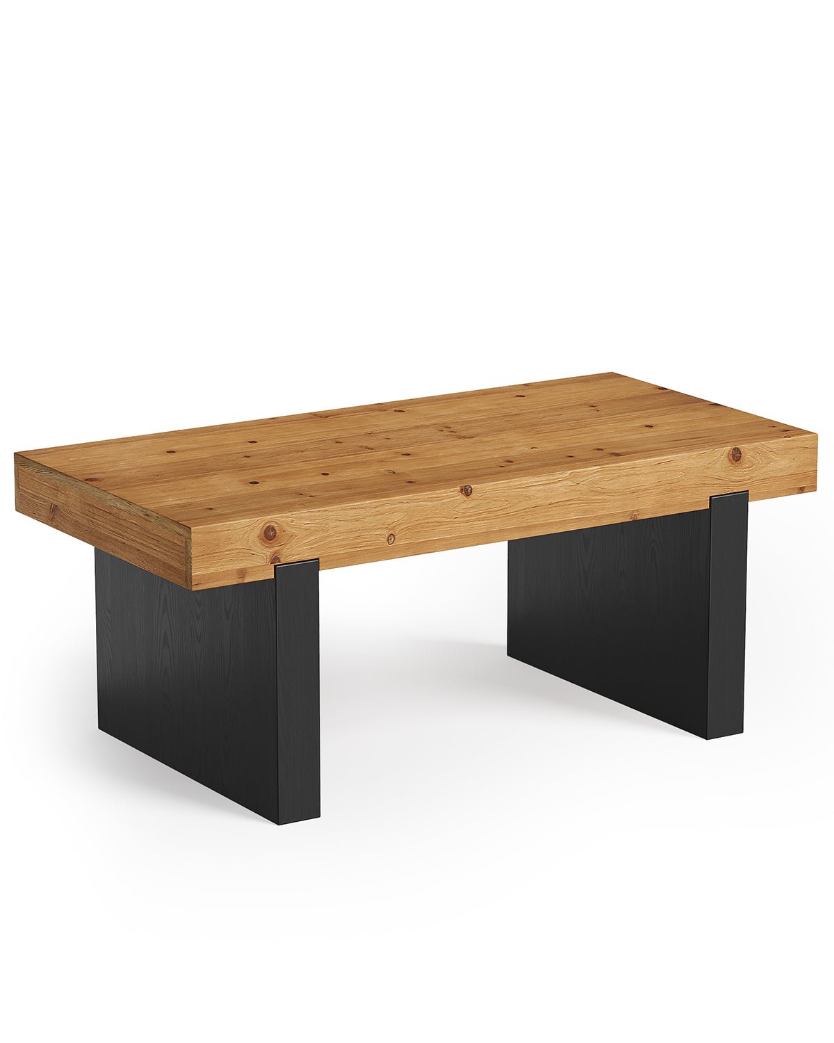 Rectangle Solid Wood Coffee Table, 47.2" Two-Tone Center Table for Living Room