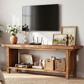 63" Solid Wood TV Stand, Farmhouse Entertainment Center with Storage Shelf for 75" TVs 3