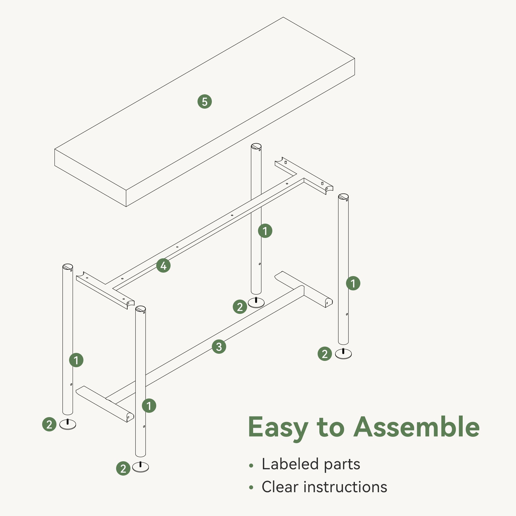 63" Solid Wood Bar Table, Rectangular Counter Height Pub Table with Metal Legs