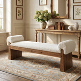 Solid Wood Cushioned Bench, Upholstered Entryway Bench End of Bed Bench 3