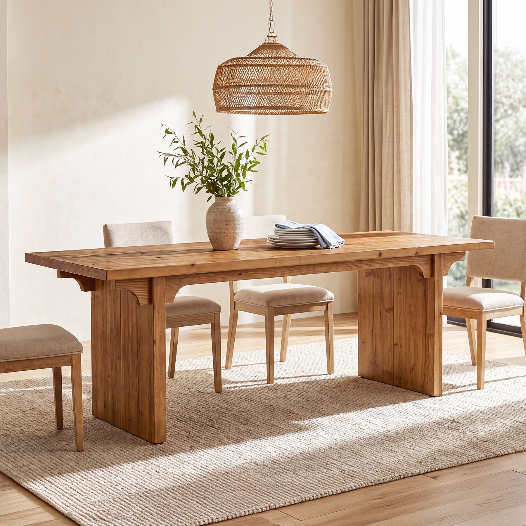 70.9" Solid Wood Dining Table for 4-6, Rectangle Dinner Table for Dining Room