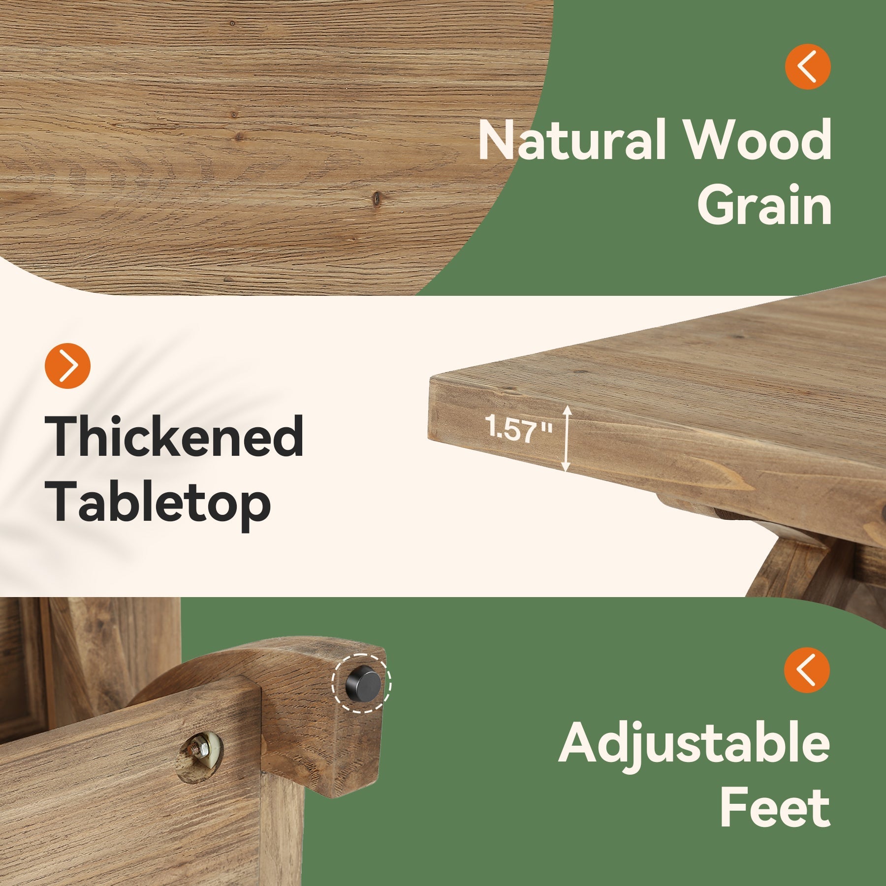 Tribesigns 47.24-Inch Solid Wood Coffee Table, X-Leg Center Table for Living Room