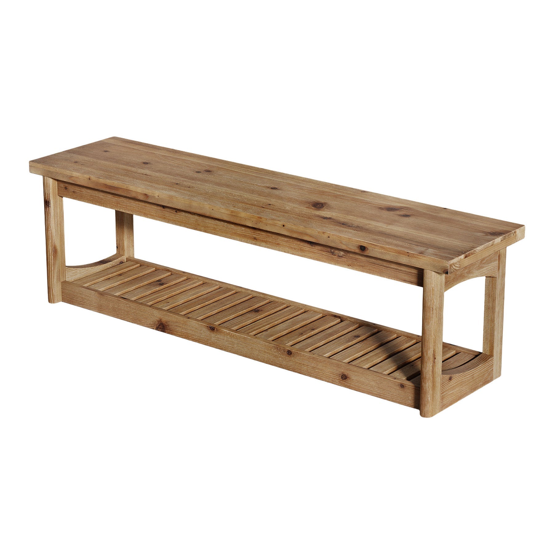 Solid Wood TV Stand, 63" Entertainment Center with Open Storage for Up to 70" TVs