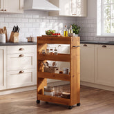 Solid Wood Kitchen Cart, Rolling Kitchen Trolley with 4-Tier Storage for Small Spaces 3
