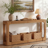 63" Solid Wood Console Table, 2-Tier Narrow Sofa Table Behind The Couch 3