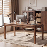 63" Solid Wood Executive Desk, Wooden Computer Desk with 3-Layer Desktop for Home Office 3