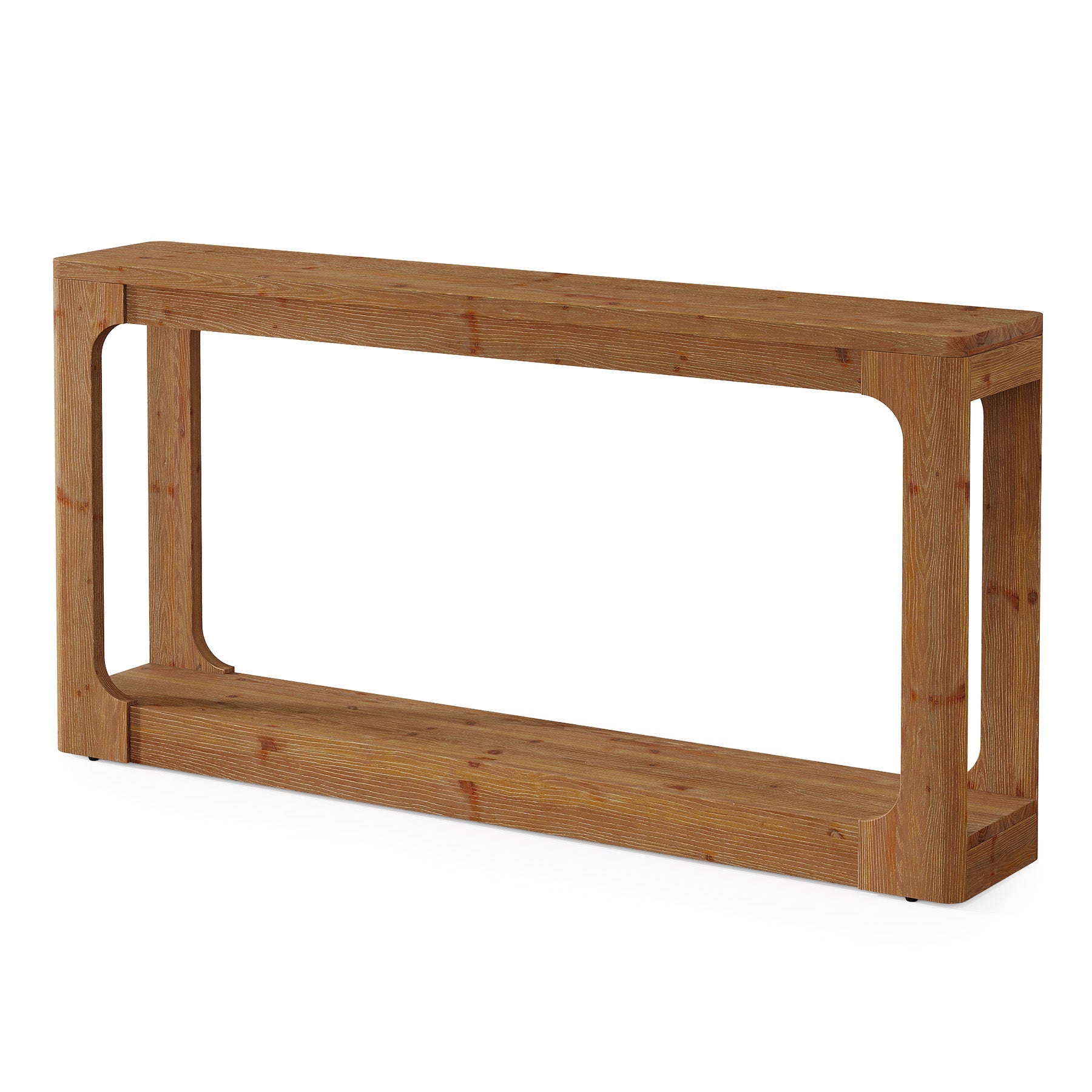 63" Solid Wood Console Table, 2-Tier Narrow Sofa Table Behind The Couch