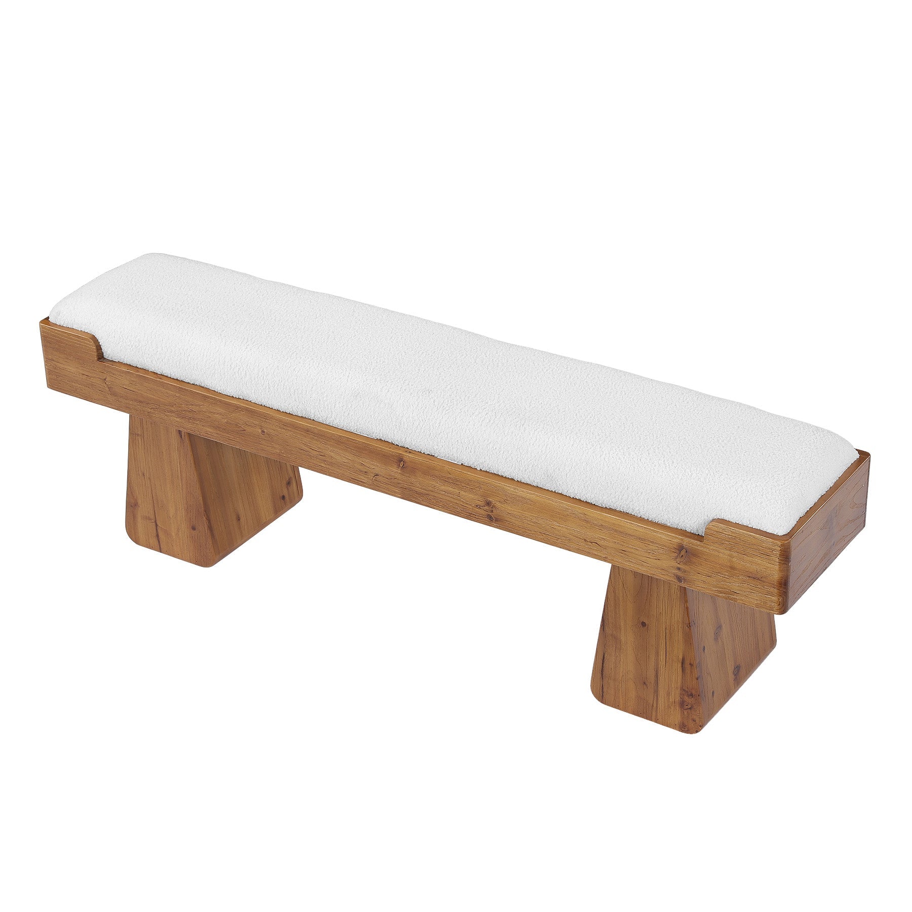 55" Upholstered Solid Wood Entryway Bench, Farmhouse Shoe Bench with Cushion for Hallway