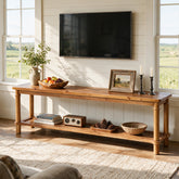 63" Solid Wood TV Stand for up to 75" TVs, 2-Tier TV Console Table with Open Shelf 3