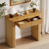 Solid Wood Console Table, 39" Fluted Entryway Sofa Table with Drawers 3