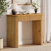 Solid Wood Console Table, 39" Fluted Entryway Sofa Table with Drawers 3