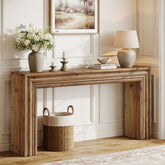 63" Solid Wood Console Table, Narrow Sofa Table Behind Couch with Sculpted Edge 3