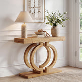 Solid Wood Console Table, 43.3" Entryway Sofa Table with Double-Circle Base for Hallway 3