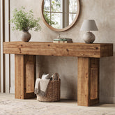 Solid Wood Console Table, 63" Farmhouse Entryway Sofa Table Behind Couch 3